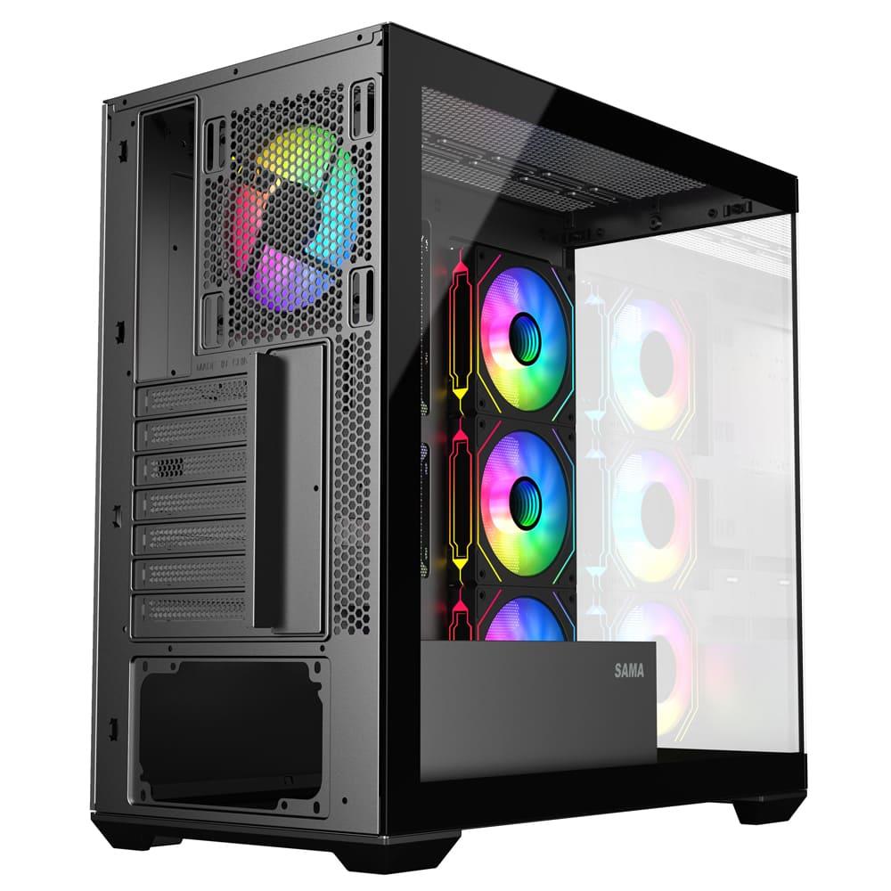 SAMA Neview SV01 Mid Tower case with 4x argb fans – Black - Image 6