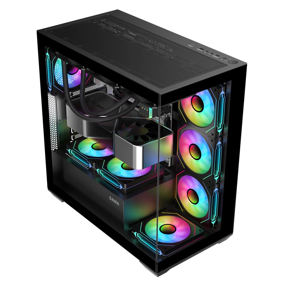 SAMA Neview SV01 Mid Tower case with 4x argb fans – Black - Image 2