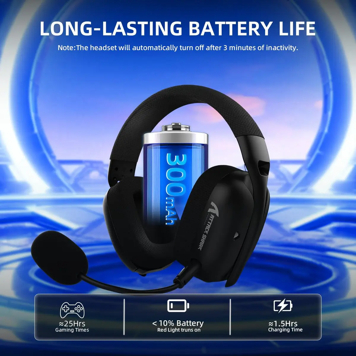 Attack Shark L80 PRO Wireless Gaming Headset - Black - Image 3