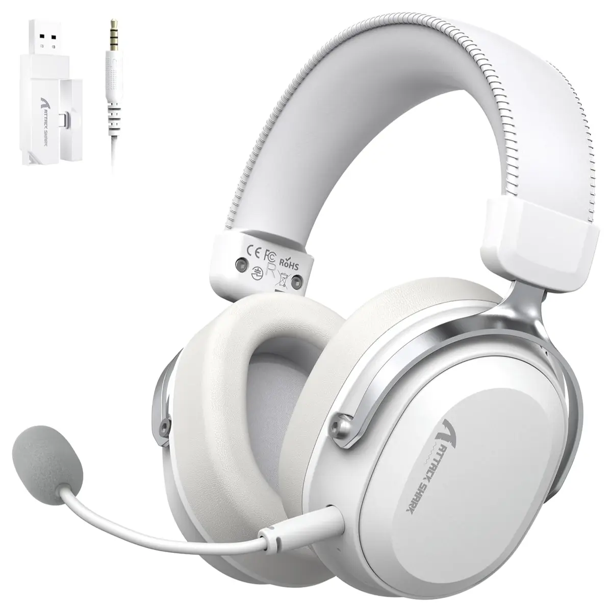Attack Shark L30 PRO AI Noise Cancelling Gaming Headset - White Silver