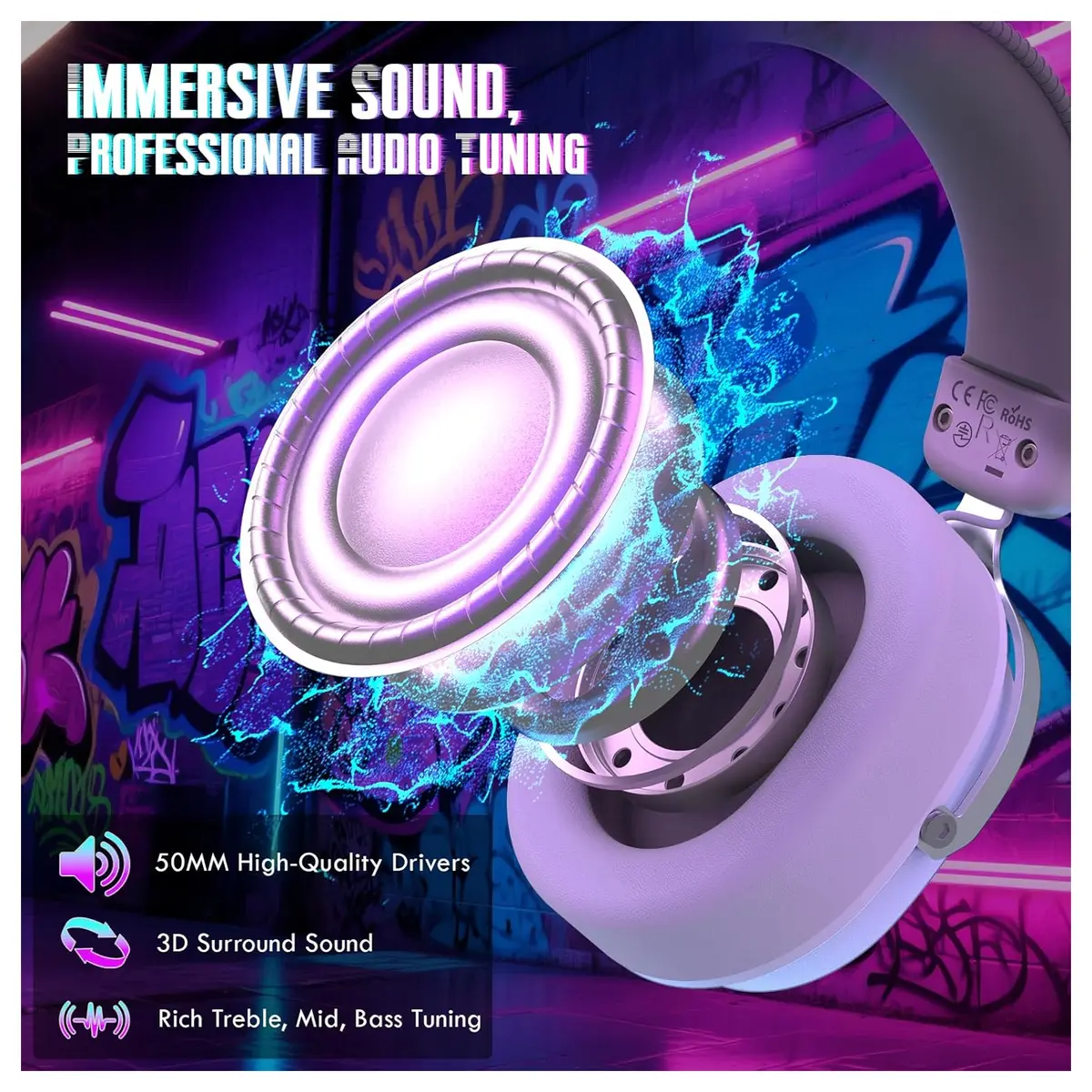 Attack Shark L30 PRO AI Noise Cancelling Gaming Headset - White Silver - Image 3