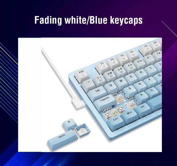 E-Yooso Z-94J Tri-Mode Mechanical Keyboard – Gradient Blue white - Image 6