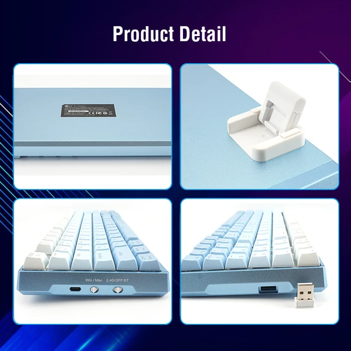 E-Yooso Z-94J Tri-Mode Mechanical Keyboard – Gradient Blue white - Image 3