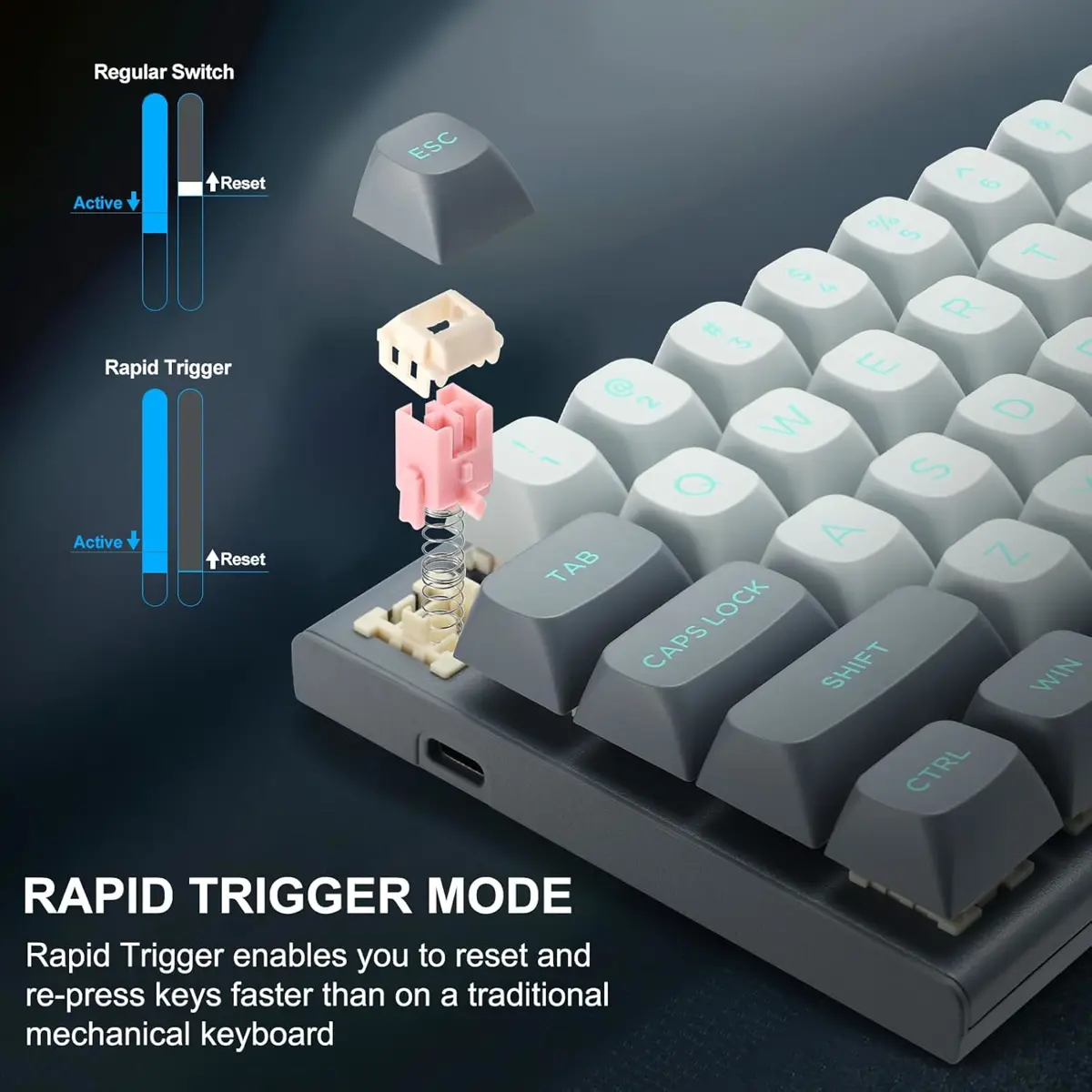 E-Yooso HZ-68 Mechanical gaming Keyboard - Gradient Gray - Image 2