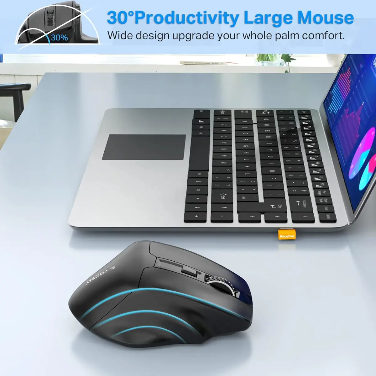 E-Yooso X31 Large Wireless gaming Mouse - black - Image 2