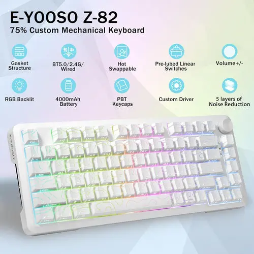 E-Yooso Z82 Tri-Mode Wireless Gaming Keyboard - white contour - Image 3