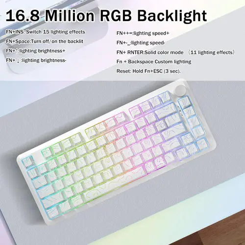 E-Yooso Z82 Tri-Mode Wireless Gaming Keyboard - white contour - Image 2