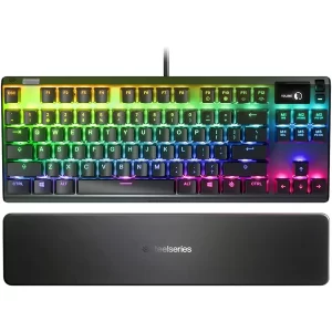 steelseries apex 7 tkl compact mechanical red switches linear and quite gaming keyboard - black