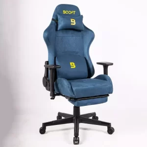 boost ascend ergonomic gaming chair with footrest - blue