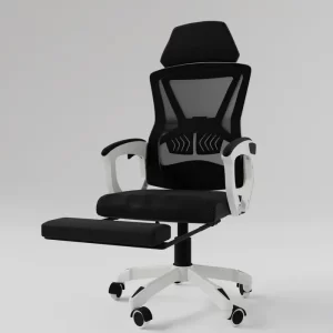 boost comfort ergonomic chair with footrest - black