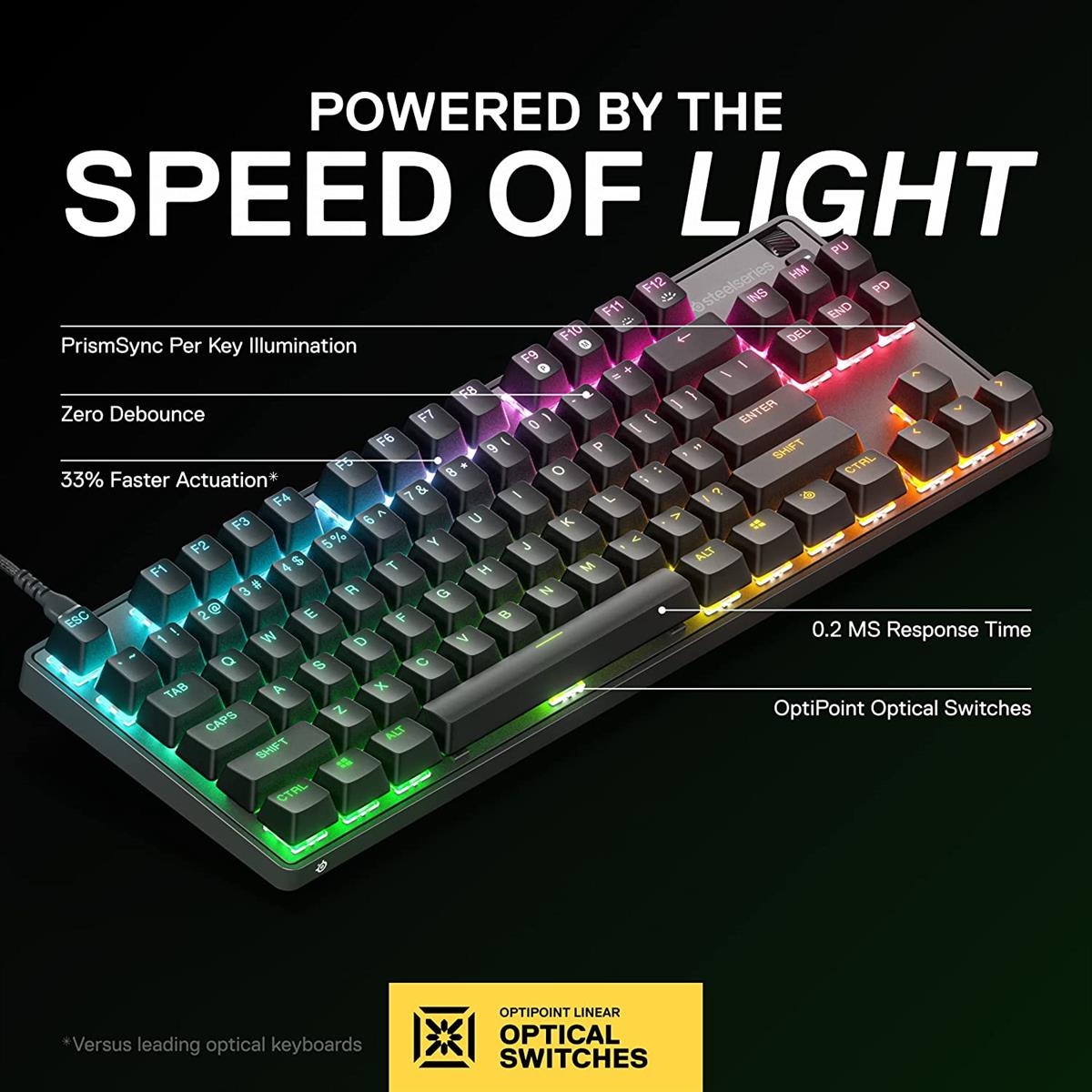 steelseries apex 9 tkl rgb optical gaming keyboard - black - Image 2